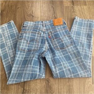 Levi’s Patterned grid print Button Fly Wedgie Straight Jeans